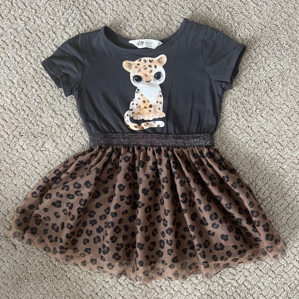 H&M Leopard Tulle-Skirt Jersey Dress 2T